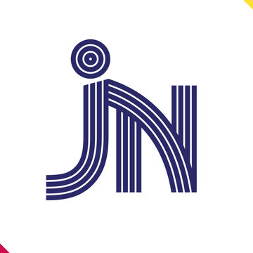 Parallel line monogram initial logo, combination of letter J and N. Best for name abbreviation.