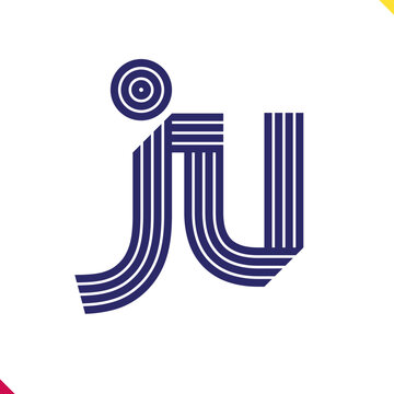 Parallel line monogram initial logo, combination of letter J and U. Best for name abbreviation.
