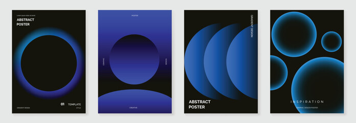 Aufkleber - Modern gradient poster background vector set.Cover template with blue perspective geometric prism shapes, line. Ideal design for social media, cover, banner, flyer.