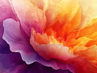 Poster - Abstract chromatic waves merging into each other with textured petals