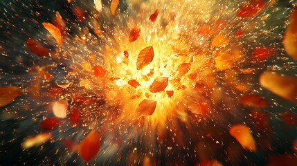 Poster - Chromatic blast: Dynamic abstract composition of autumnal foliage eruption