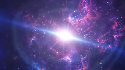 Wall Mural - loop animation of space nebula towards light loop animation glowing galaxies and stars passing