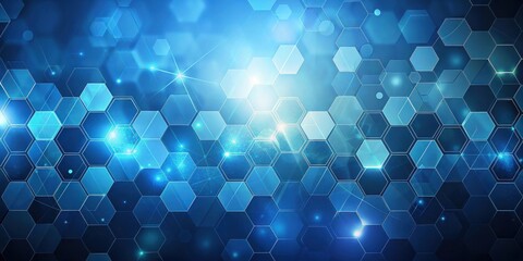 Poster - Abstract Hexagon Network Futuristic Technology Background Featuring Illuminated Geometric Shapes and Connections