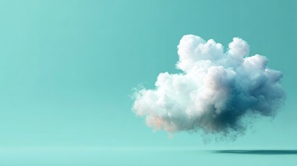 Aufkleber - Closeup of a soft white cloud formation floating against a pastel mint green background, conveying serenity, calmness, and simplicity for natureinspired visuals with ample copy space on right side