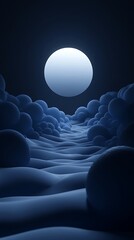 Poster - Dreamscape voyage beneath luminous sphere, nestled in ethereal blue clouds