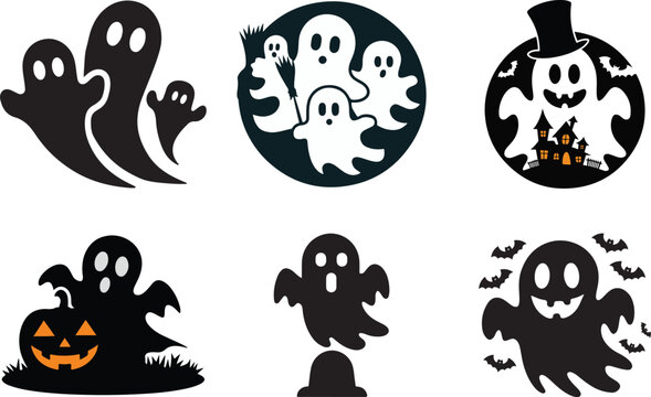 Set of Halloween ghost icon vector art and illustration.
