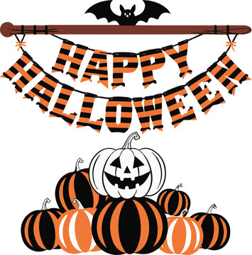 Happy Halloween Typography vector art and illustration.
