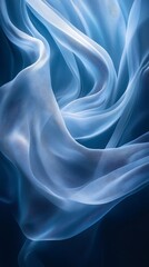 Poster - Ethereal fabric in calming blues evokes a sense of gentle movement and fluidity