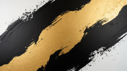 Poster - Striking abstract artwork featuring bold black and shimmering gold textures, creating dynamic visual contrast that captivates viewer