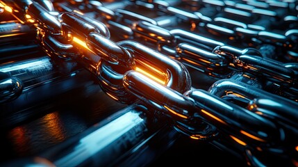 Leinwandbilder - Close-up view of polished metal chains.