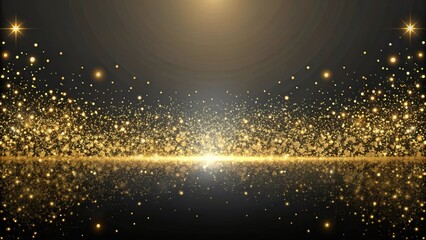 Poster - Golden Dust Motes and Glimmering Lights Create a Festive and Elegant Background