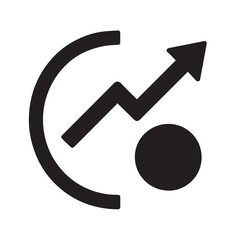 Poster - Growth Chart Icon: A simple yet powerful icon depicting upward trending growth, symbolized by an arrow pointing upwards within a circular graph. Perfect for illustrating progress, increase.