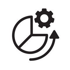 Poster - Business Growth Icon: A conceptual icon of a pie chart combined with a gear and upward arrow, illustrating business growth, development, and analytics.