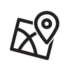 Poster - Location pin on map icon: Simple icon design of a location pin on a map, perfect for navigation apps, travel websites, or any project needing a clear location marker. 