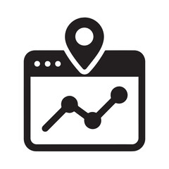 Poster - Location Analytics: A vector illustration depicting location analytics, with a pinpoint marker superimposed on a web interface displaying data visualization.