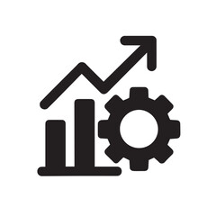 Poster - Progressive Icon: The icon depicts business progress with bar chart, rising graph, and gear.
