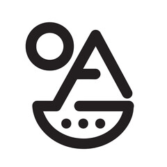 Poster - Abstract Geometric Icon: A modern minimalist illustration showcasing an abstract geometric design, featuring a circular shape, a triangular form, and a curved lower segment.