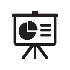 Poster - Business Presentation on Display: A straightforward visual of a business presentation, showcasing an informative pie chart and data bars on an easel. Ideal for illustrating business analytics.
