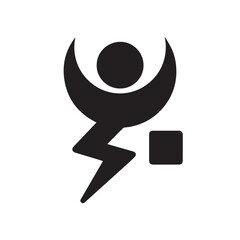 Poster - Abstract Icon of Symbol: An abstract, vector graphic icon of a person with extended arms holding an unknown object on a white backdrop. 
