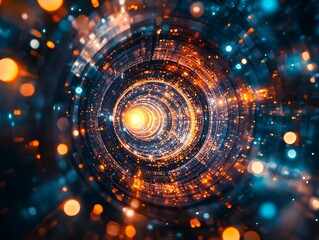 Poster - Abstract conceptual tunnel of glowing lights suggesting infinite possibilities