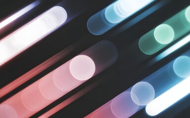 Poster - Abstract Glowing Light Streaks in Motion on a Dark Background
