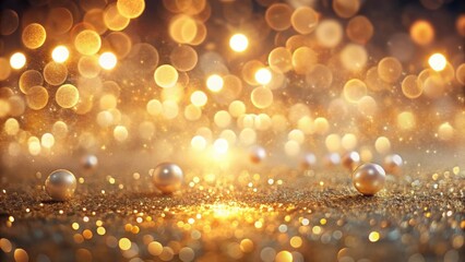 Aufkleber - Golden Glitter and Pearl Background Shimmering Festive Scene with Soft Lighting and Sparkling Details