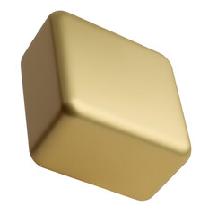 Poster - Golden smooth cube with rounded edges isolated on transparency background