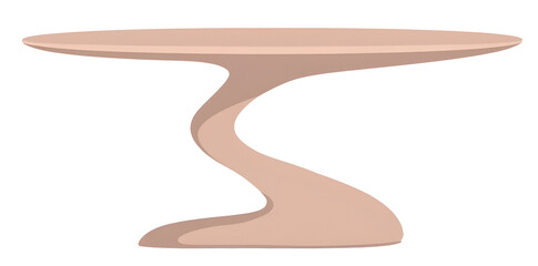 Poster - Modern swirl table with smooth curved base and round top in beige color
