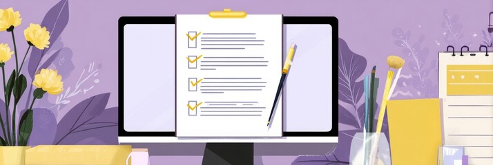 Poster - Digital Planner Displaying Goals and Notes With Light Margin in a Creative Workspace