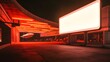 © Berkah - Empty billboard under neon-lit overpass with a hovering craft.
