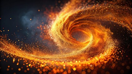 Aufkleber - Golden Dust Swirling in a Vortex of Light and Shadow, a Captivating Abstract Image of Energy and Motion