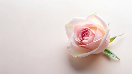 Poster - A Delicate Pink Rose Blossom on a Soft Background, Evoking Feelings of Serenity and Gentle Beauty