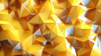 Poster - Abstract geometric background with yellow and orange polygonal shapes and golden triangular