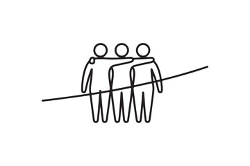 Poster - People silhouettes, including business couple vector illustrations and abstract icons of a man, woman, and persons with a sign