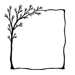 Poster - A stylized monochrome frame, featuring a minimalist tree branch border. Designed to convey elegant simplicity for invitations.