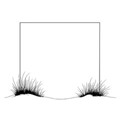 Poster - A minimalistic monochrome sketch of grass, conveying a sense of serenity and simplicity within a clean, modern graphic design.