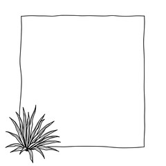 Poster - An artistic illustration showcasing a sleek, modern design with a touch of nature. The artwork features a clean, minimalist border framing an open space, perfectly complemented by an elegant plant. 