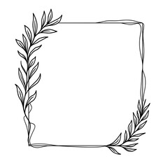 Poster - A delicate, hand-drawn botanical frame showcases a square, crafted from elegant branches and leaves, perfect for invitations, cards, or any design calling for a touch of nature's elegance.