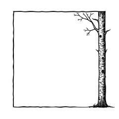 Poster - An artistic frame is gracefully adorned with an exquisite tree element, harmoniously integrating the natural world with the boundaries of design.
