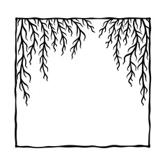 Poster - A delicate silhouette frame adorned with intricate tree branches. A study in monochrome elegance that invites the viewer to appreciate the simple beauty of nature's detail. 