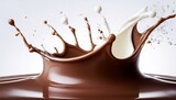 white splash of chocolate milk isolated on white background