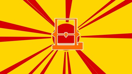 Poster - 3D printer symbol on the background of animation from moving rays of the sun. Large orange symbol increases slightly. Seamless looped 4k animation on yellow background