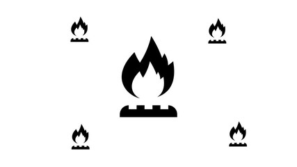 Poster - Zoom in and out animation the gas symbol. Large black symbol in the center and four small symbols around. Seamless looped 4k animation on white background