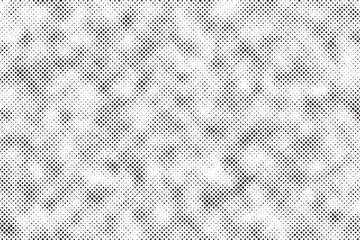 Aufkleber - Grunge halftone gradient background. Faded grit noise texture. White and black sand wallpaper. Retro pixelated backdrop. Anime or manga style comic overlay. Vector graphic design textured template