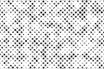 Aufkleber - Grunge halftone gradient background. Faded grit noise texture. White and black sand wallpaper. Retro pixelated backdrop. Anime or manga style comic overlay. Vector graphic design textured template	