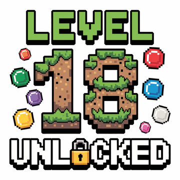 Pixelated graphics showcase the phrase 