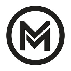 Poster - A black and white logo with the letter m on it