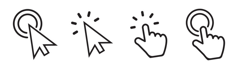 Poster - mouse click computer cursor arrow icons set and loading icons. Cursor icon. Mouse click cursor vector art illustration