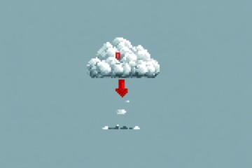 Aufkleber - Pixelated Cloud With Broken Upload Icon Illustrating Data Transfer Issues in a Digital Environment