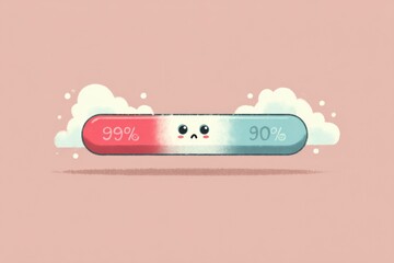 Fototapete - Loading Bar Stuck at 99 Percent Creates Anxious Expression in Faded Background